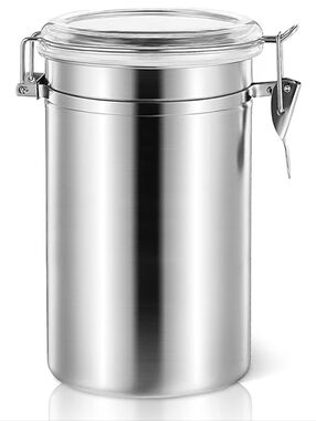Small Stainless Steel Airtight Coffee Canister Silver Food Storage Tea Sugar